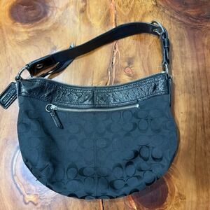 Vintage Y2K Leather Bag Purse Shoulder strap Coach Signature Hobo Canvas F3-14